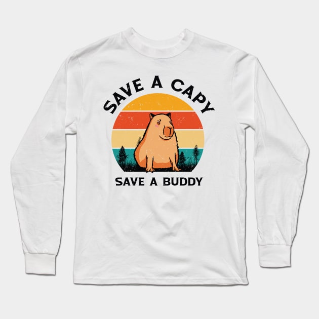 World Wildlife Day Capybara Animal Welfare Retro Wildlife Long Sleeve T-Shirt by Tom´s TeeStore